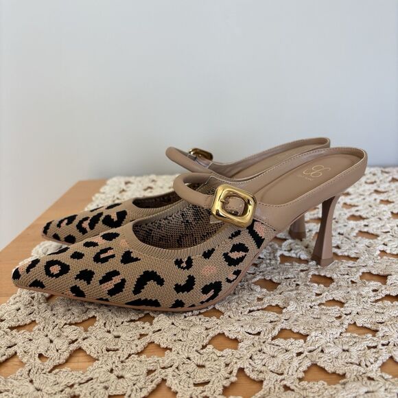 Cosy Island GraceLithe Leopard Knit Pointed Toe Heeled Mules Size 9, New - Picture 3 of 7